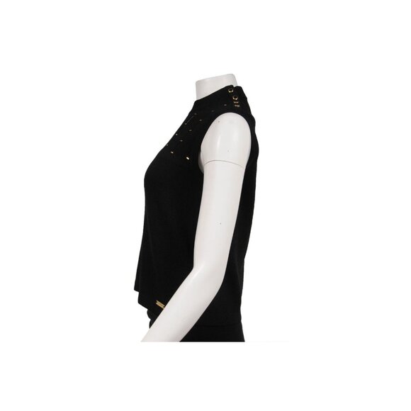 St. John Sport Womens Staple Vest Small Black Wool Rayon Sleeveless Button Neck - Picture 7 of 11